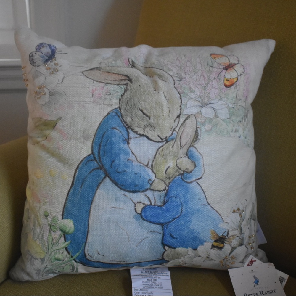 Viral Peter Rabbit Decorative Pillow with Butterflies Accent Pillow NWT